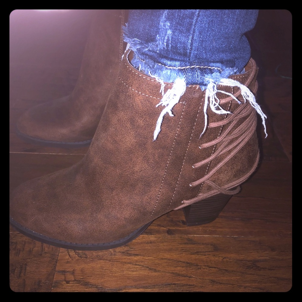 Cognac ankle boots